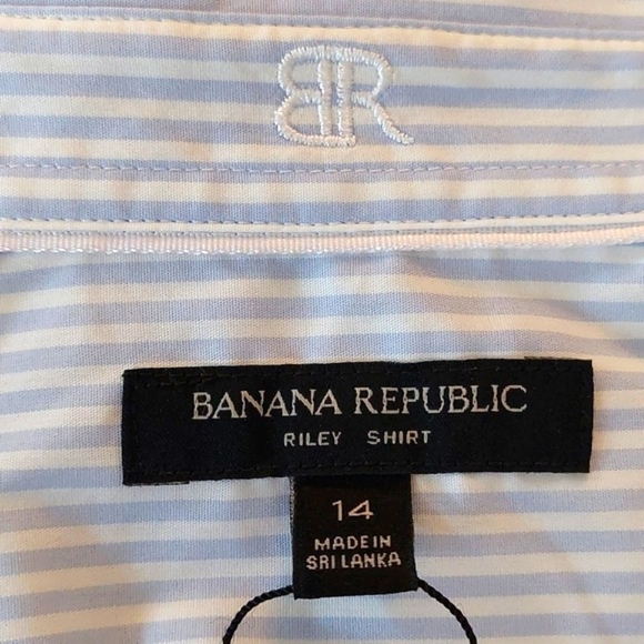 NWT Banana Republic tailored ruffled blouse, blue/white striped, 14 - Picture 7 of 9
